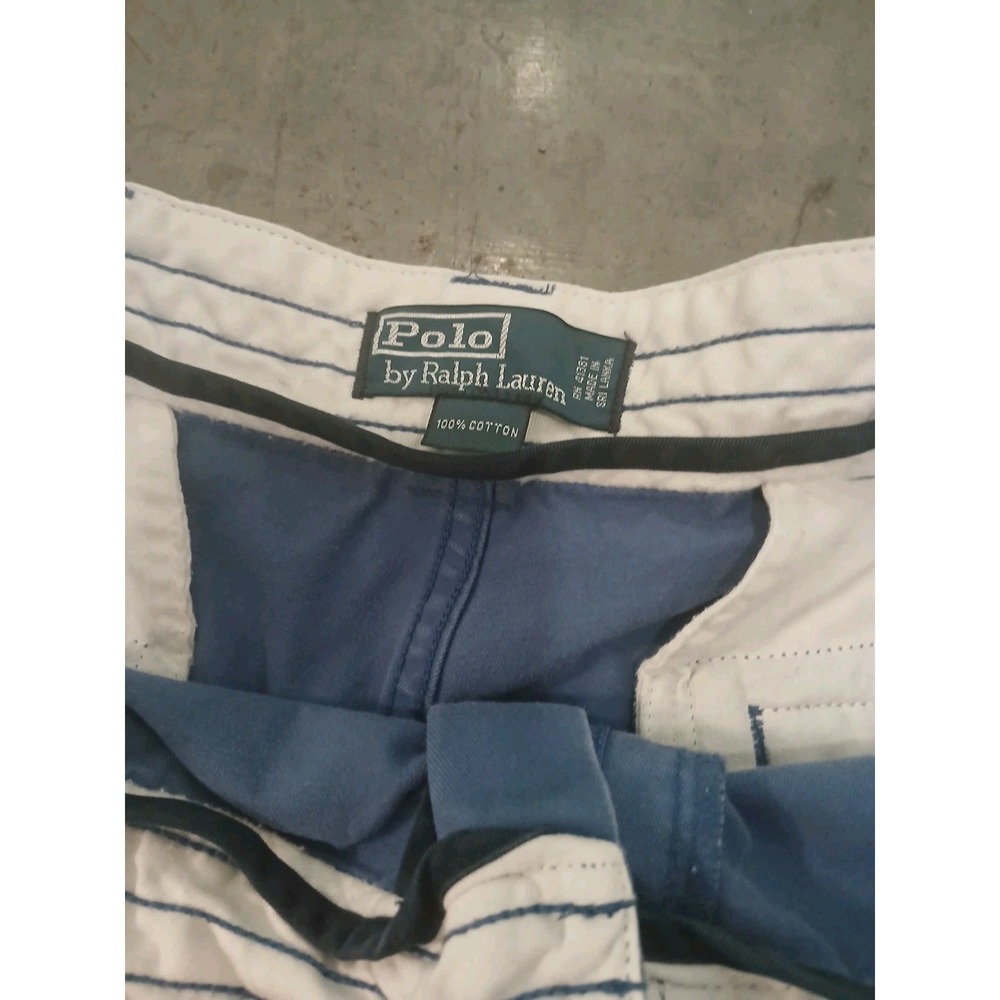 Vintage Polo Ralph Lauren BLUE Cargo Shorts Mens 36'fits 38w Khaki Chino Preppy - Picture 3 of 11
